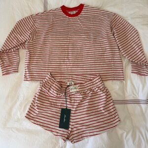 Sleeper Red Stripe Cotton Lounge Set - Sleeper